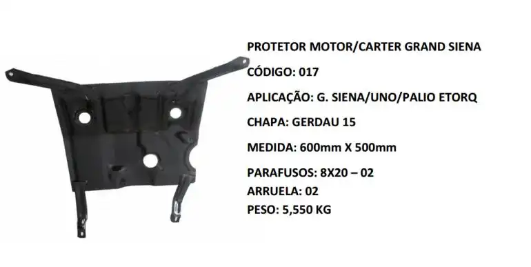 PROTETOR MOTOR GRAN SIENA 2012/  ( REFORCADO )