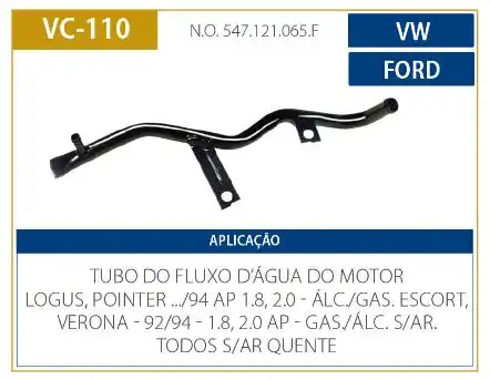 TUBO REFRIGERACAO MOTOR ESCORT 1.8 2.0 1992 A 1994 AP SEM AR