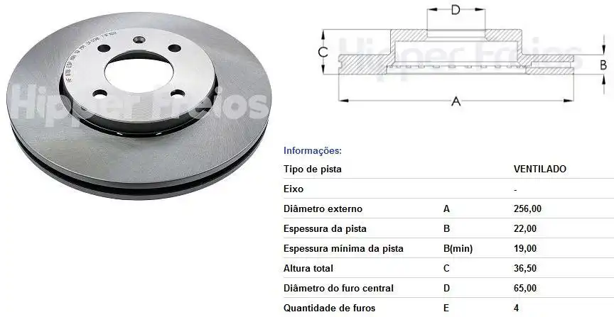 DISCO FREIO DIANTEIRO GOL G6 2013/ VENTILADO 256MM