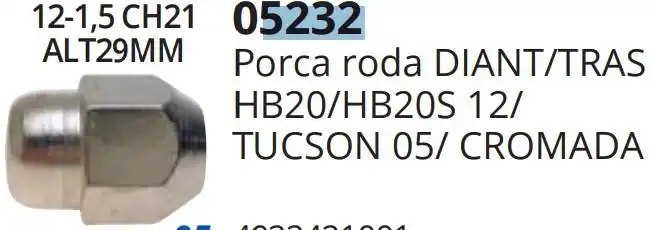 PORCA RODA HYUNDAI TUCSON 05/ HB20 CROMADA