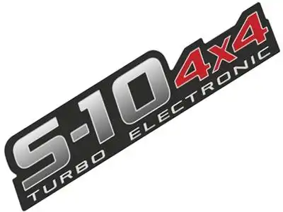 EMBLEMA ADESIVO "S-10 4X4 TURBO ELECTRONIC" VERMELHO 2 PEÇAS