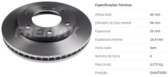 DISCO FREIO DIANTEIRO MITSUBISHI PAJERO FULL 2000 A 2006