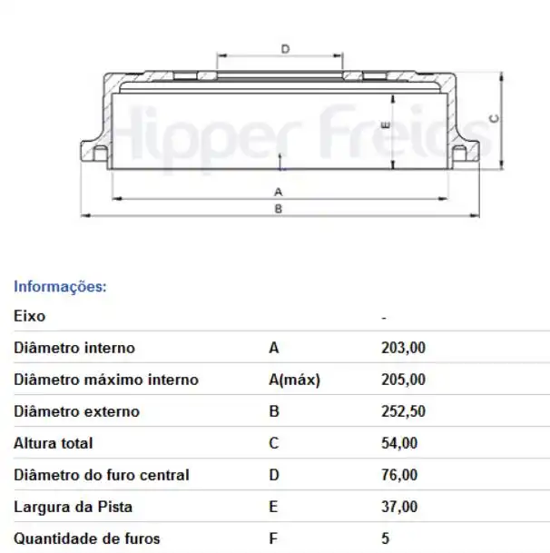 TAMBOR FREIO TRASEIRO HYUNDAI ELANTRA 2012 A 2018