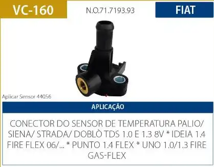 SUPORTE INTERRUPTOR TEMPERATURA FIAT PALIO 1.0 1.3 1.4 2004/