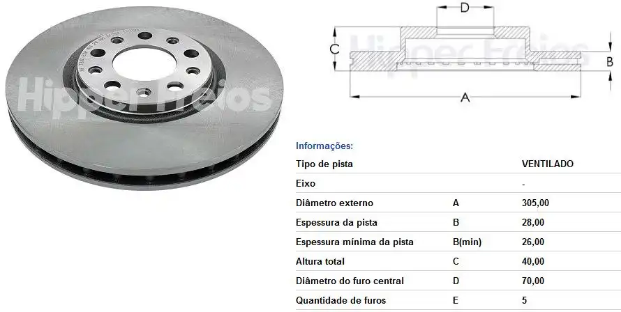 DISCO FREIO DIANTEIRO FIAT TORO 1.8 2.0 2.4 2017/ VENTILADO