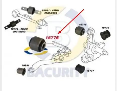 BUCHA BRACO AUX TRAS HONDA CIVIC 01/06 (INFERIOR) FURO 12MM