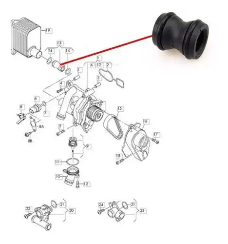 TUBO BOMBA DAGUA GOLF 2.0 TFSI 2014 A 2018