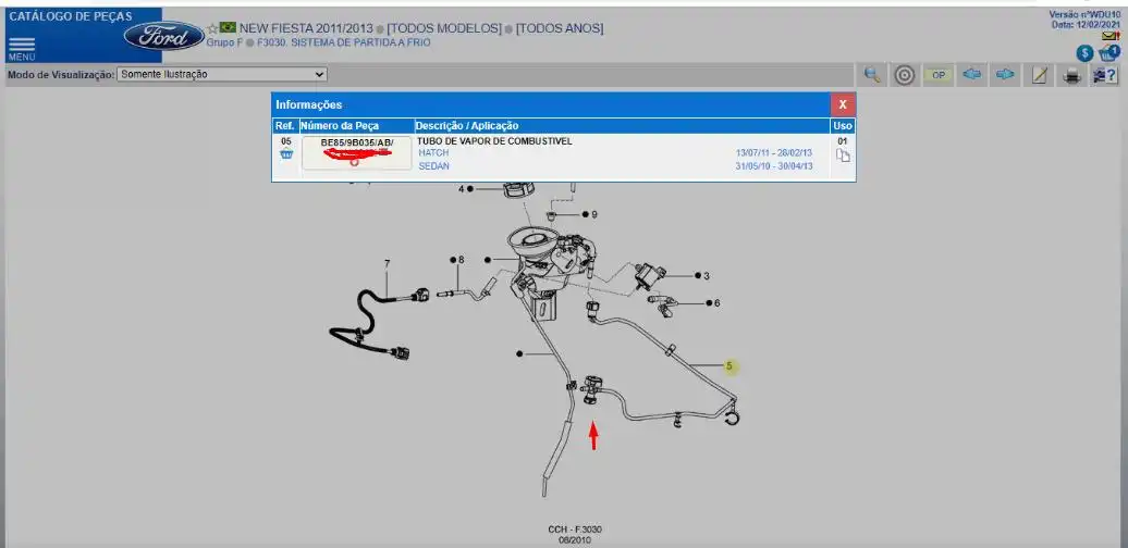 TUBO VAPOR COMBUSTIVEL NEW FIESTA 10/13