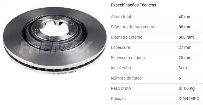 DISCO FREIO DIANTEIRO S-10 4X2 4X4 2012 A 2016 VENTILADO