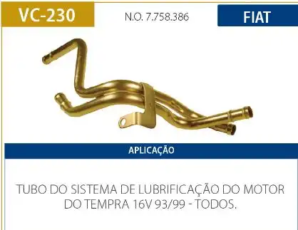 TUBO REFRIGERACAO MOTOR FIAT TEMPRA 16V 1993 A 1999 TODOS