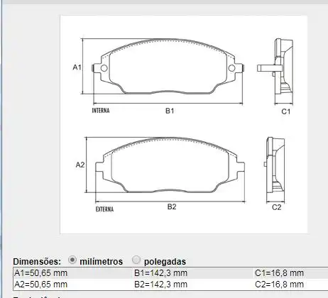 PASTILHA FREIO DIANTEIRA COBALT 1.4 1.8 2012/ COM ABS