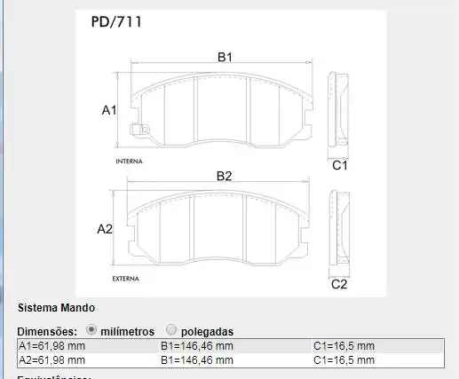 PASTILHA FREIO DIANTEIRA CAPTIVA 2.4 4X2 2009/