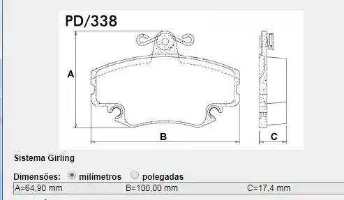 PASTILHA FREIO DIANTEIRA RENAULT CLIO 1999/ SEM SENSOR SISTE