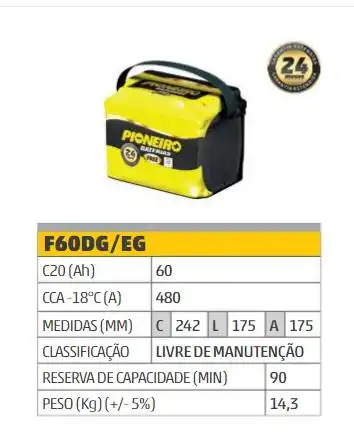 BATERIA UNIVERSAL 60 AMP POSITIVO ESQ