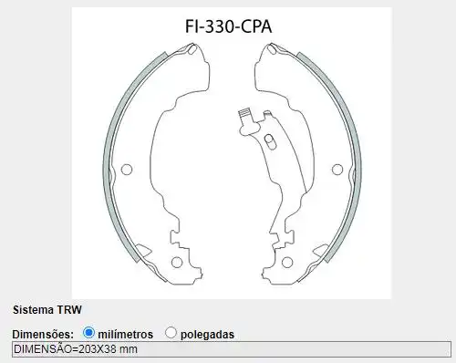 SAPATAS FREIO FIAT UNO VIVACE ATTRACTIVE 1.4 10/ PALIO 1.0 1