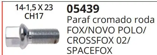 PARAFUSO RODA POLO FOX GOLF CROMADO 23MM