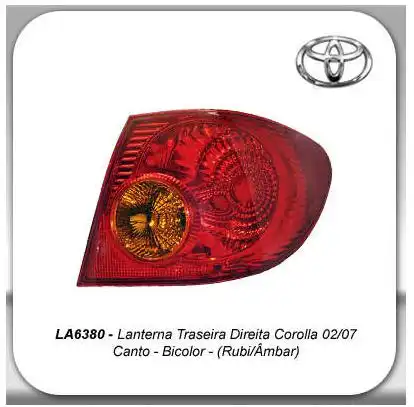 SINAL TRAS TOYOTA COROLLA 03/08 ESQ (CANTO) BICOLOR