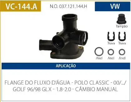 TUBO CONEXAO DAGUA CABECOTE GOLF 1.8 2.0 1994 A 1998 MANUAL