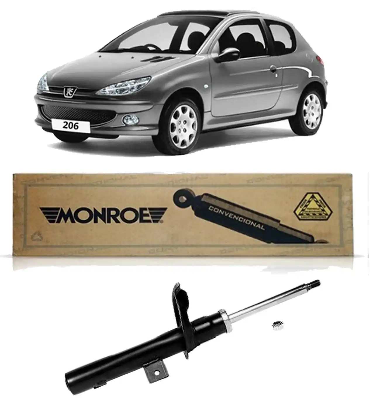AMORTECEDOR DIANTEIRO PEUGEOT 206 1999 A 2010 DIREITO USADO