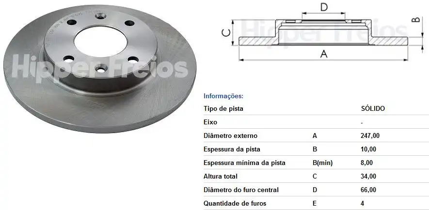 DISCO FREIO DIANTEIRO PEUGEOT 106 1.0 1991 A 2001 SOLIDO