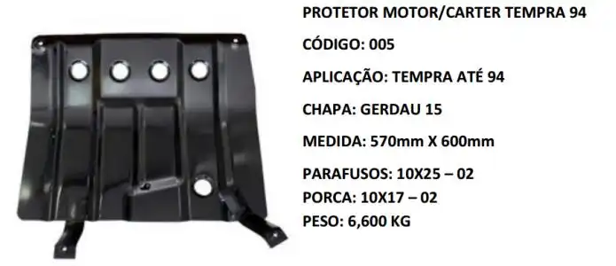 PROTETOR MOTOR FIAT TEMPRA 92/94  ( REFORCADO )