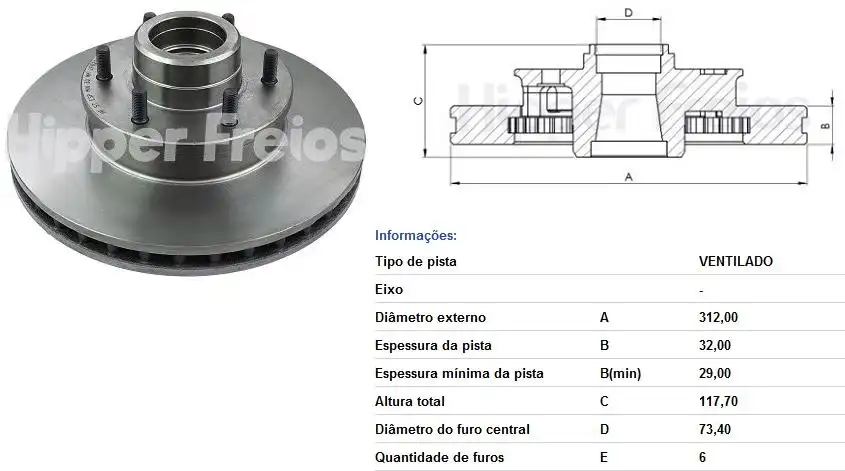 DISCO FREIO DIANTEIRO SILVERADO HD 99/ COM CUBO