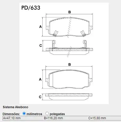 PASTILHA FREIO DIANTEIRA KIA PICANTO 1.0 1.1 2004/ COM ALARM