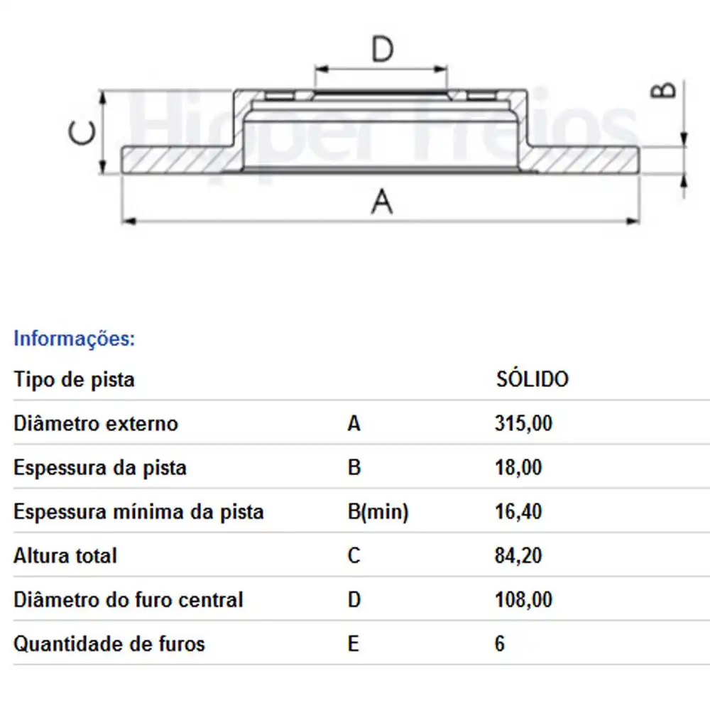 DISCO FREIO TRASEIRO MITSUBISH PAJERO 2.5 1991 A 2000