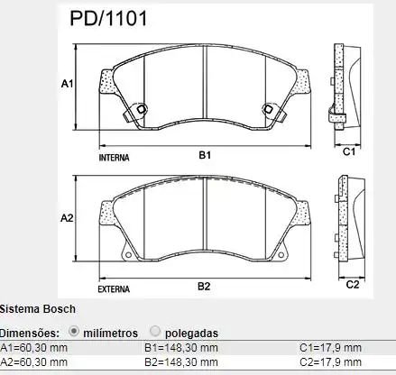 PASTILHA FREIO DIANTEIRA CRUZE 1.8 16V 2012 A 2016