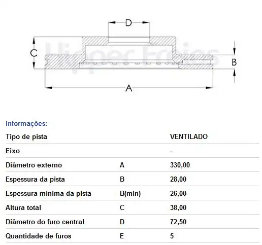 DISCO FREIO DIANTEIRO FIAT FREEMONT 2.4 2012 A 2016 VENTILAD