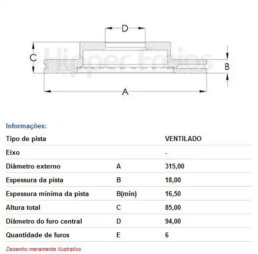 DISCO FREIO TRAS MITSUBISH PAJERO DAKAR 2009 A 2016 (VENTILA
