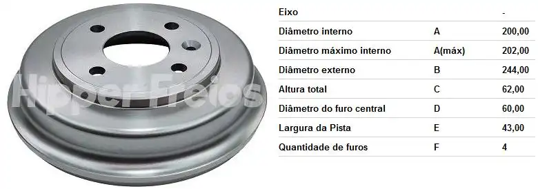 TAMBOR FREIO TRASEIRO COBALT 2012 A 2020