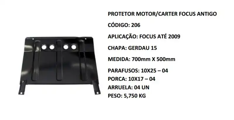PROTETOR MOTOR FOCUS ATE 2009 REFORCADO