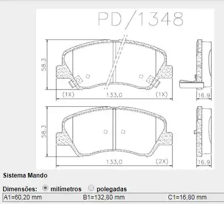 PASTILHA FREIO DIANTEIRA SANTA FE 3.3 V6 2013 ACIMA