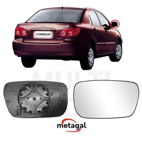 VIDRO ESPELHO TOYOTA COROLLA 02/08 DIR C/ CARCACA