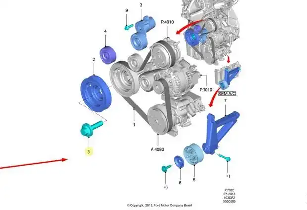 PARAFUSO POLIA VIRABREQUIM FORD KA 1.0 3CC 12V 2014 A 2021