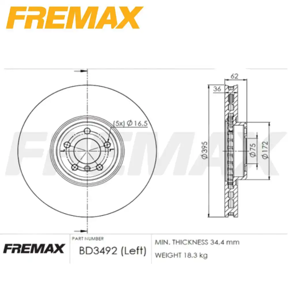 DISCO FREIO DIANTEIRO BMW X5 3.0 24V 2010 A 2020 ESQ VENTIL
