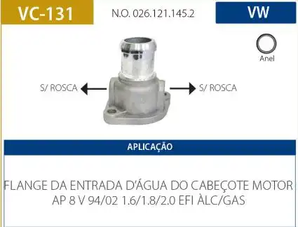 TUBO CONEXAO DAGUA CABECOTE GOL 1.6 1.8 2.0 1991 A 1994 AP