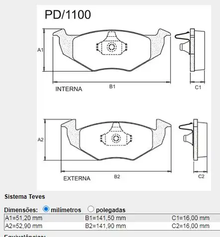 PASTILHA FREIO DIANTEIRA GOL GV 1.0 1.6 2008 A 2012