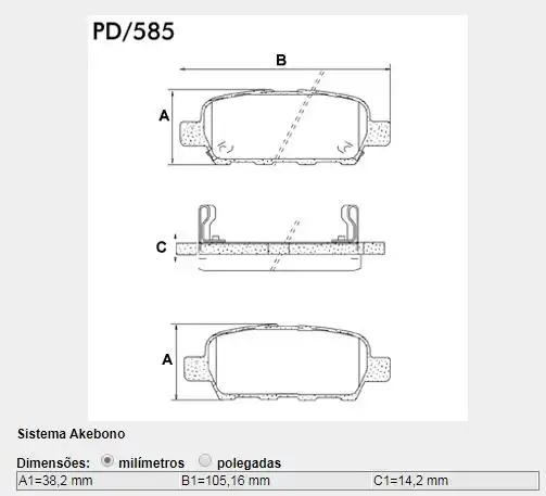 PASTILHA FREIO TRASEIRA NISSAN SENTRA 2.0 2015/