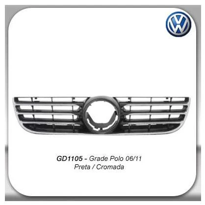 GRADE RADIADOR POLO 06/12 PRETA FRISO CROMADO
