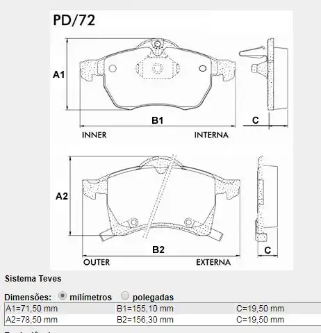 PASTILHA FREIO DIANTEIRA ASTRA 1999/ ARO 15 SISTEMA TEVES