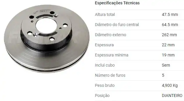 DISCO FREIO DIANTEIRO HONDA NEW CIVIC 1.8 16V 2006 A 2012