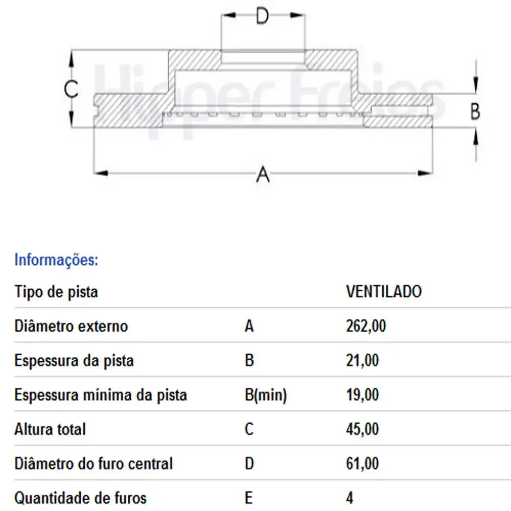 DISCO FREIO DIANTEIRO HONDA FIT 1.5 2015 ACIMA