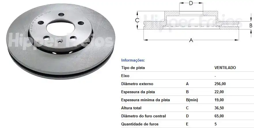 DISCO FREIO DIANTEIRO GOLF 1.6 2.0 1999 A 2014 VENTILADO 256