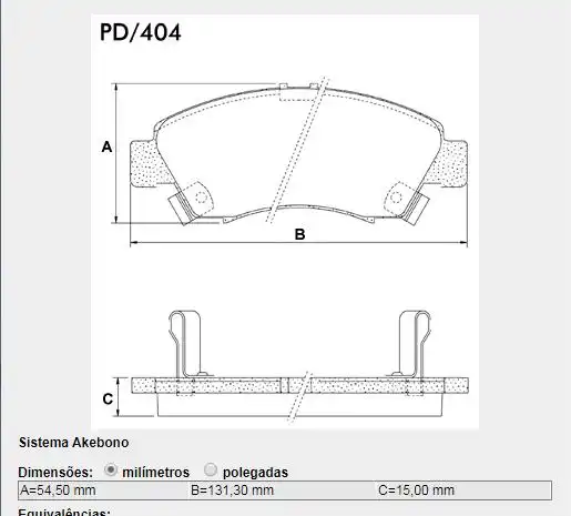 PASTILHA FREIO DIANTEIRA HONDA CIVIC 1.3 1.4 1.5 16V 92/