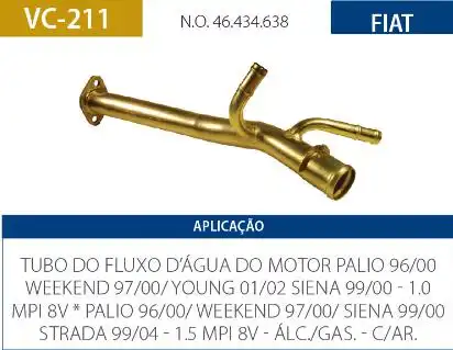 TUBO REFRIGERACAO MOTOR FIAT PALIO 1.0 8V 1996 A 2000 C/ AR
