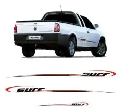 FAIXA LATERAL SAVEIRO PARATI SURF 2007/ PRETO/ VERMELHO