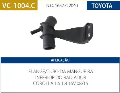 TUBO CONEXAO DAGUA TOYOTA COROLLA 1.6 1.8 16V 2007 A 2017