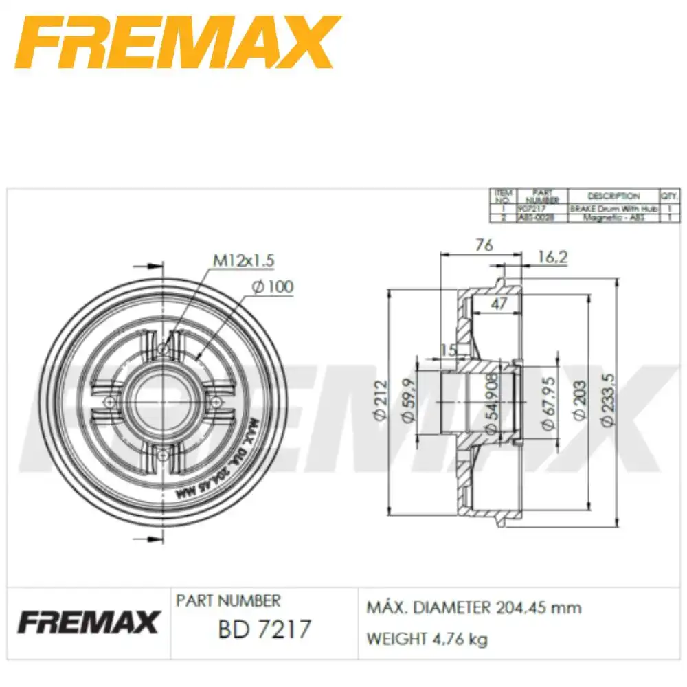 TAMBOR FREIO TRASEIRO RENAULT LOGAN 1.0 2014 EM DIANTE